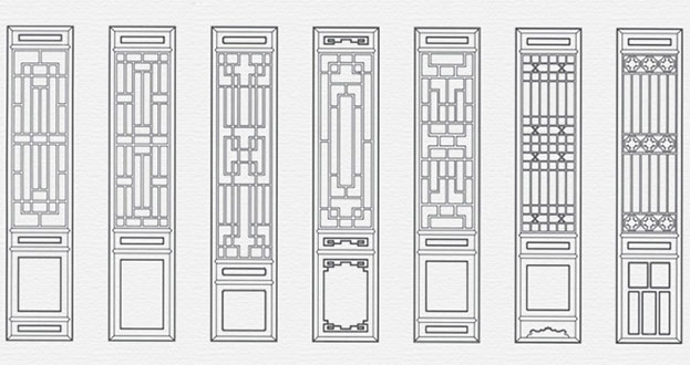 隆林常用中式仿古花窗图案隔断设计图